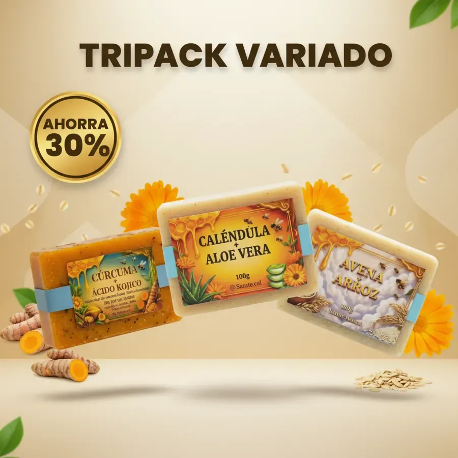 TRIPACK VARIADO · Cúrcuma + Caléndula + Avena