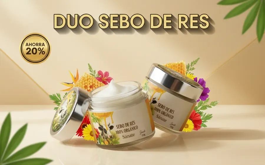 DÚO SEBO DE RES + JABÓN DE CAFÉ 50g DE OBSEQUIO